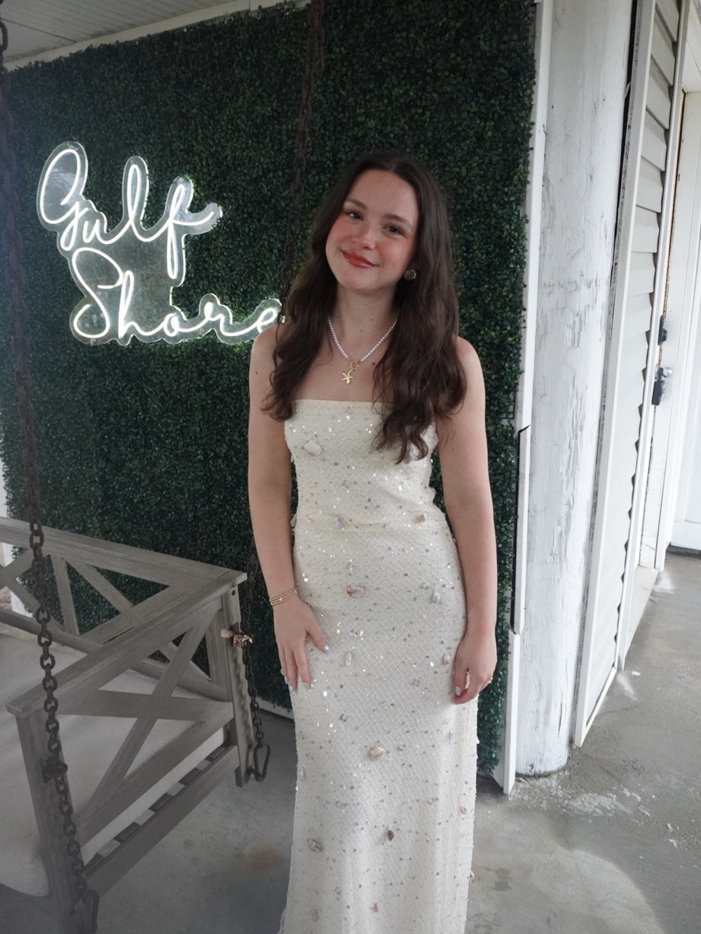 Orelli Shell Sequin Knit Maxi
Dress - Ivory